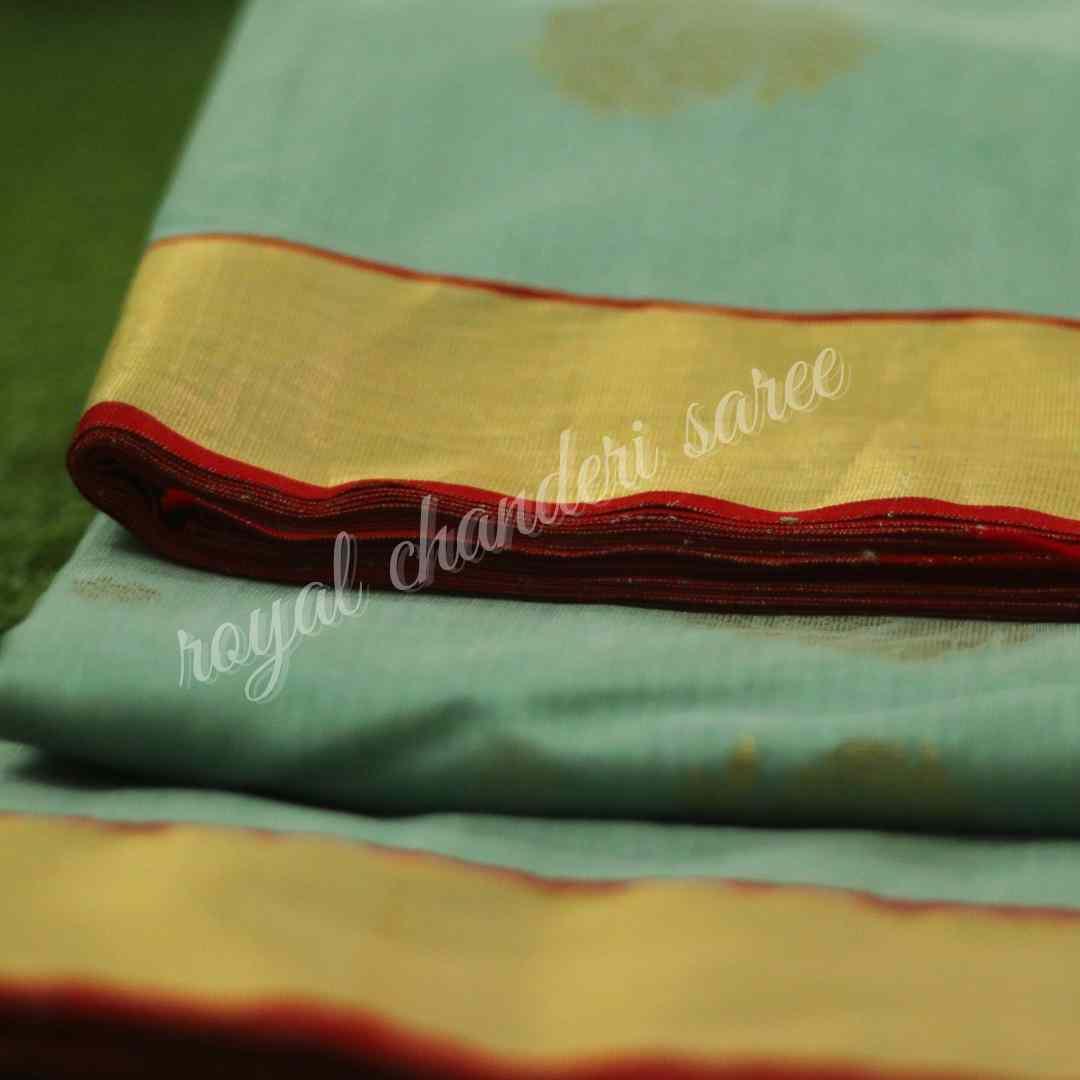 Pista Chanderi Silk Cotton Saree - Royal Chanderi Saree