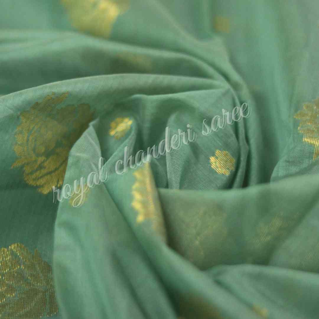 Pista Chanderi Silk Cotton Saree - Royal Chanderi Saree