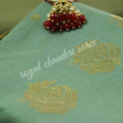 Pista Chanderi Silk Cotton Saree - Royal Chanderi Saree