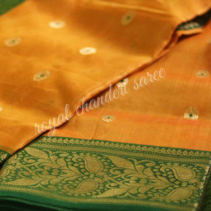 Yellow-Green Silk Chanderi Saree