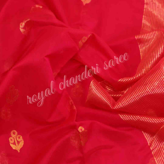 Red Chanderi Silk Saree