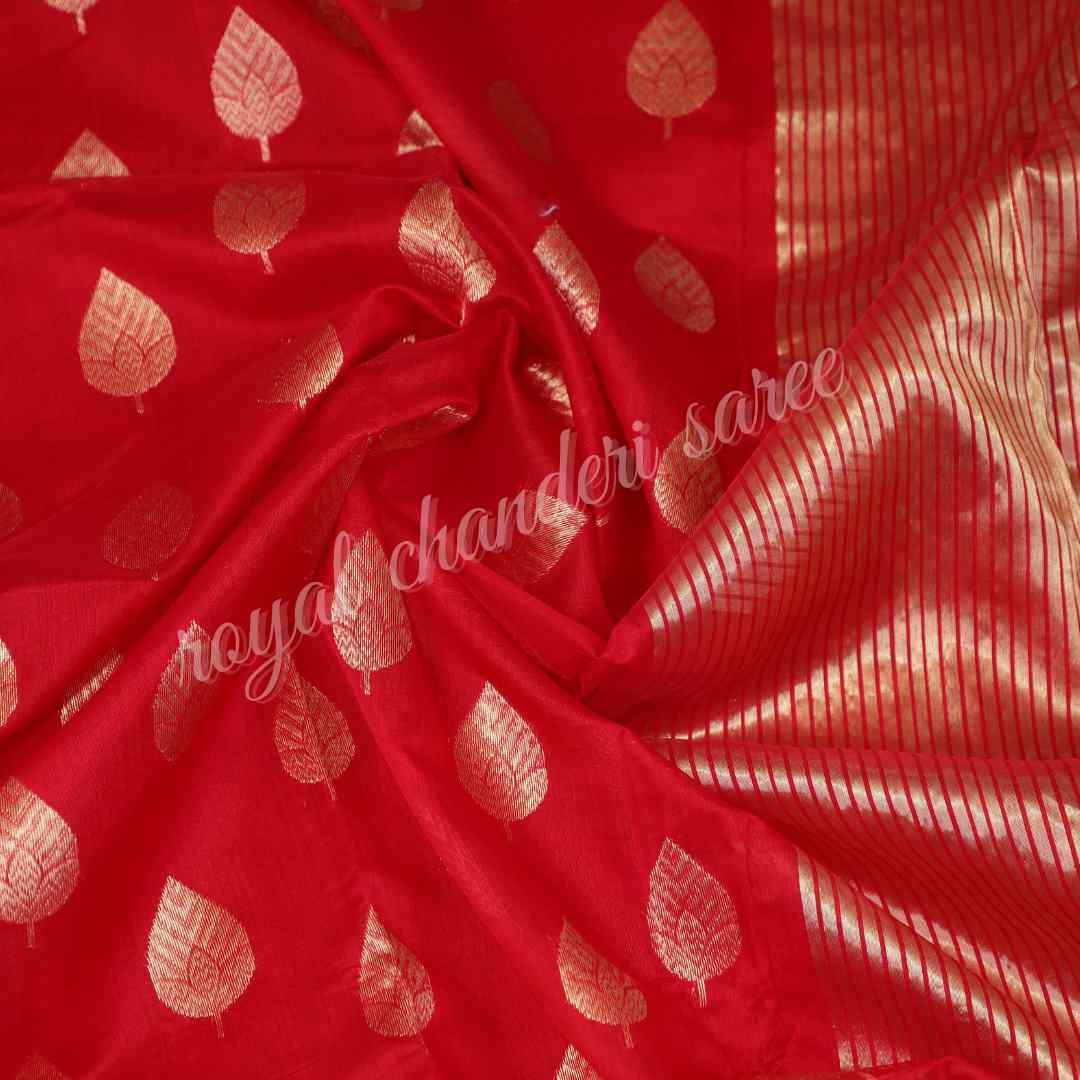 Red Chanderi Cotton Silk Saree - Royal Chanderi Saree