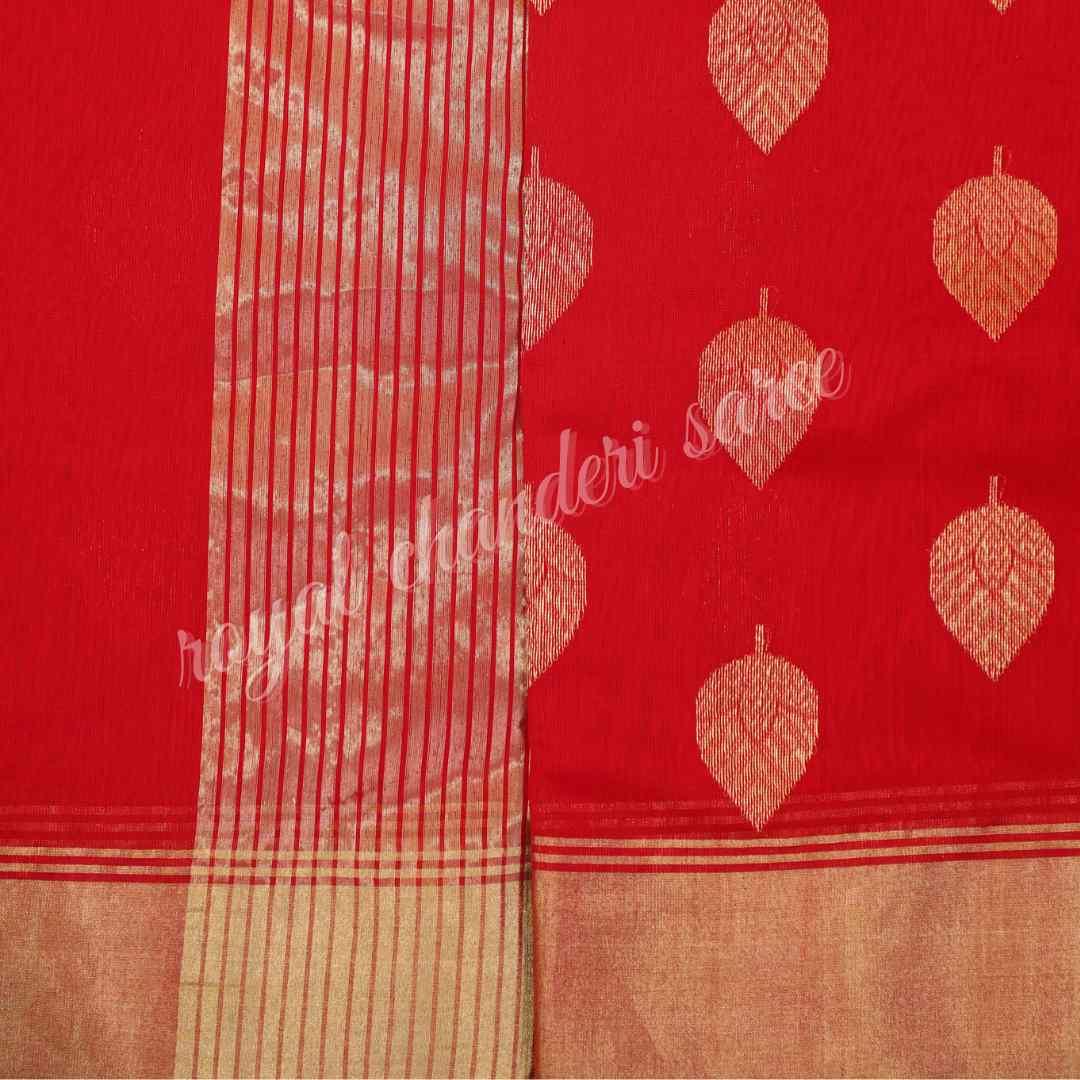 Red Chanderi Cotton Silk Saree - Royal Chanderi Saree