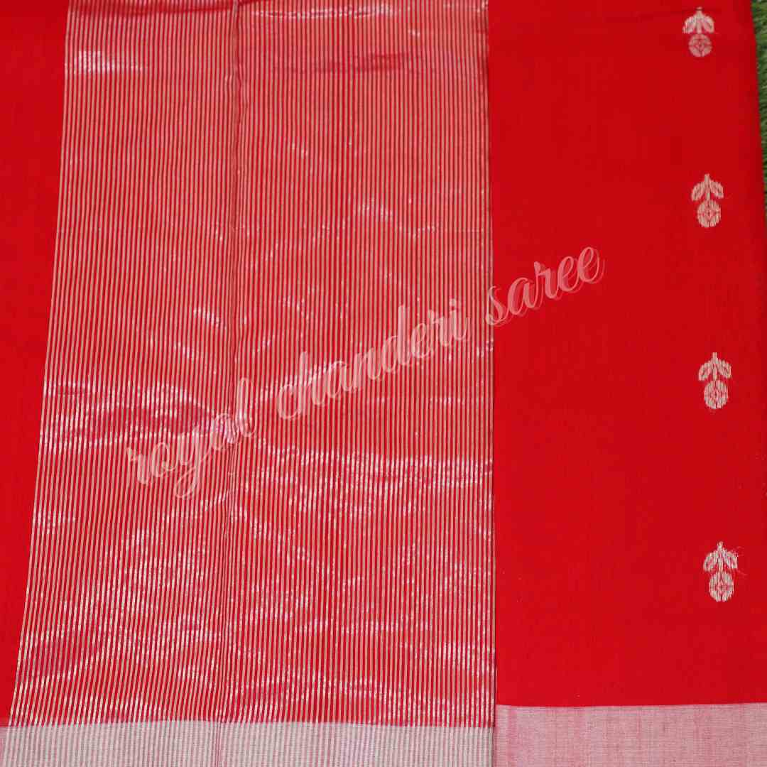 Red Chanderi Silk Saree