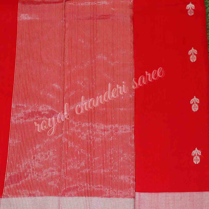 Red Chanderi Silk Saree