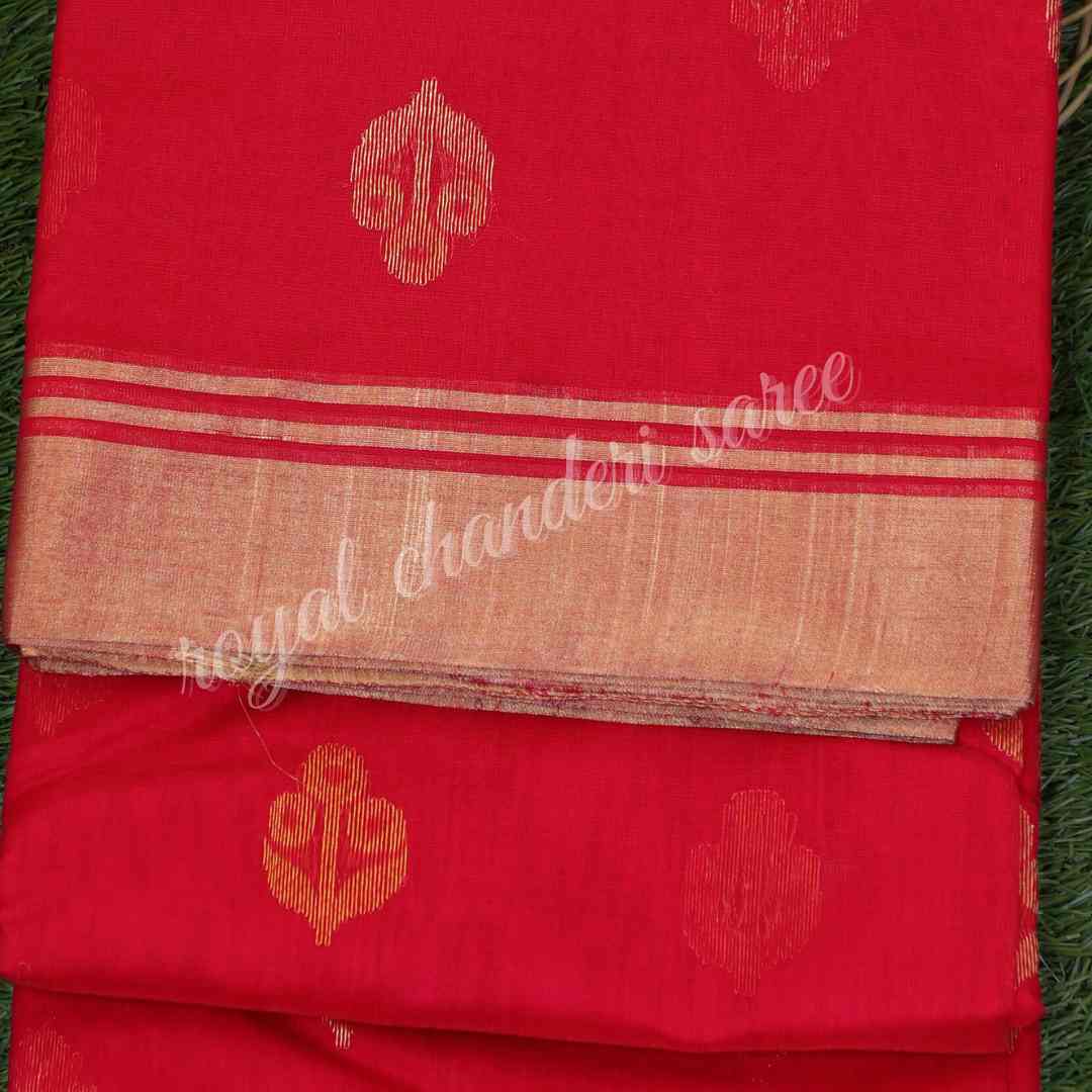 Red Chanderi Silk Saree