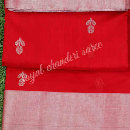 Red Chanderi Silk Saree