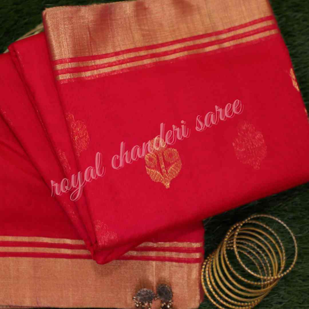 Red Chanderi Silk Saree