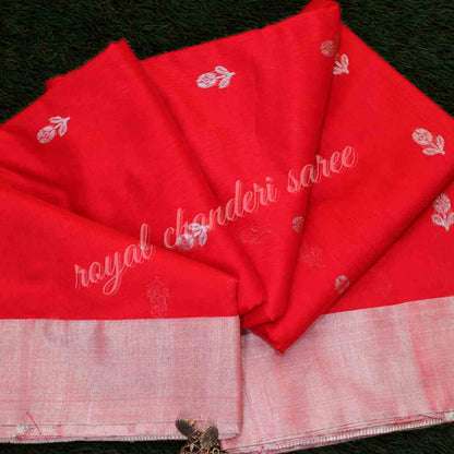 Red Chanderi Silk Saree