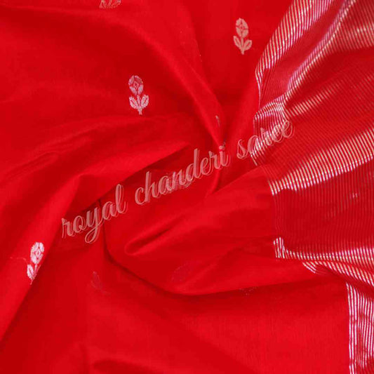 Red Chanderi Silk Saree