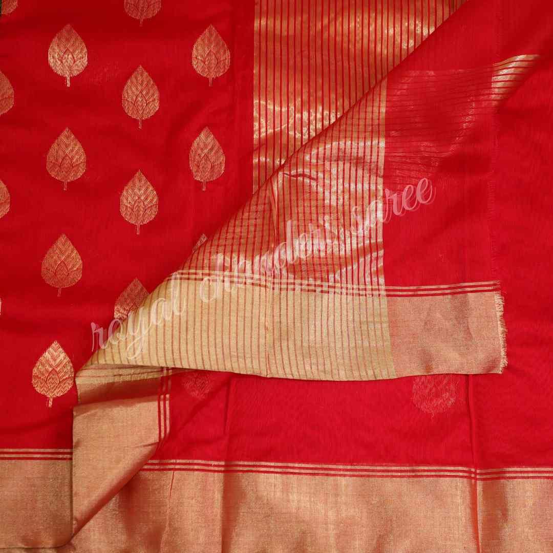 Red Chanderi Cotton Silk Saree - Royal Chanderi Saree