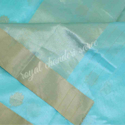 Sky Blue Chanderi Silk Saree