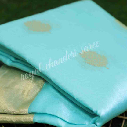 Sky Blue Chanderi Silk Saree