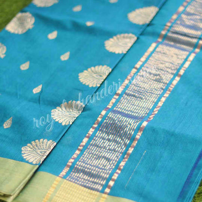 Sky Blue Chanderi Silk Cotton Saree