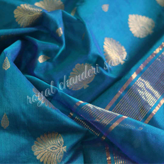 Sky Blue Chanderi Silk Cotton Saree