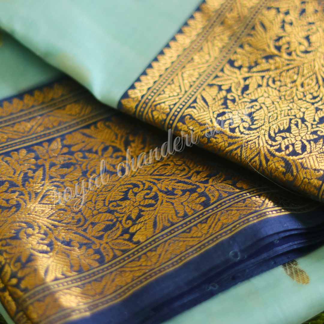 Blue Tissue Chanderi Handloom Pure Silk Saree