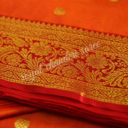 Orange Tissue Chanderi Handloom Pure Silk Saree