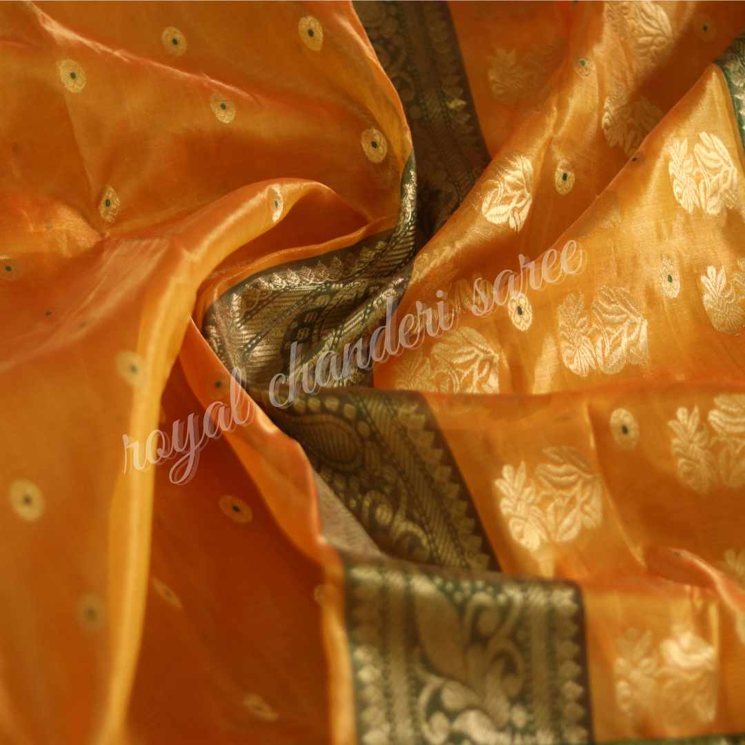 Yellow-Green Silk Chanderi Saree