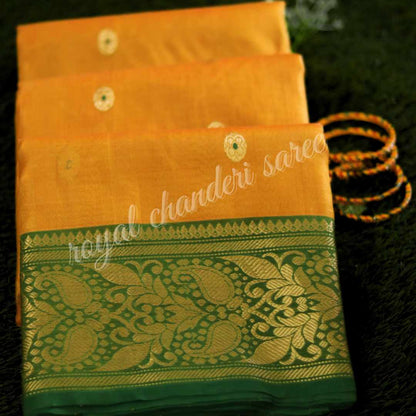 Yellow-Green Silk Chanderi Saree