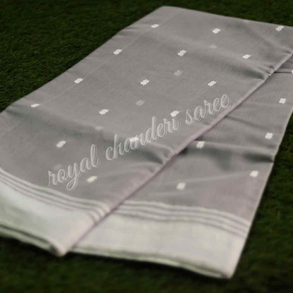 Grey Chanderi Silk Cotton Saree - Royal Chanderi Saree