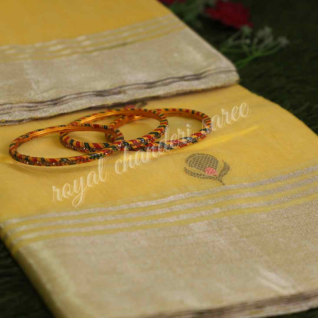 Yellow Chanderi Silk Saree