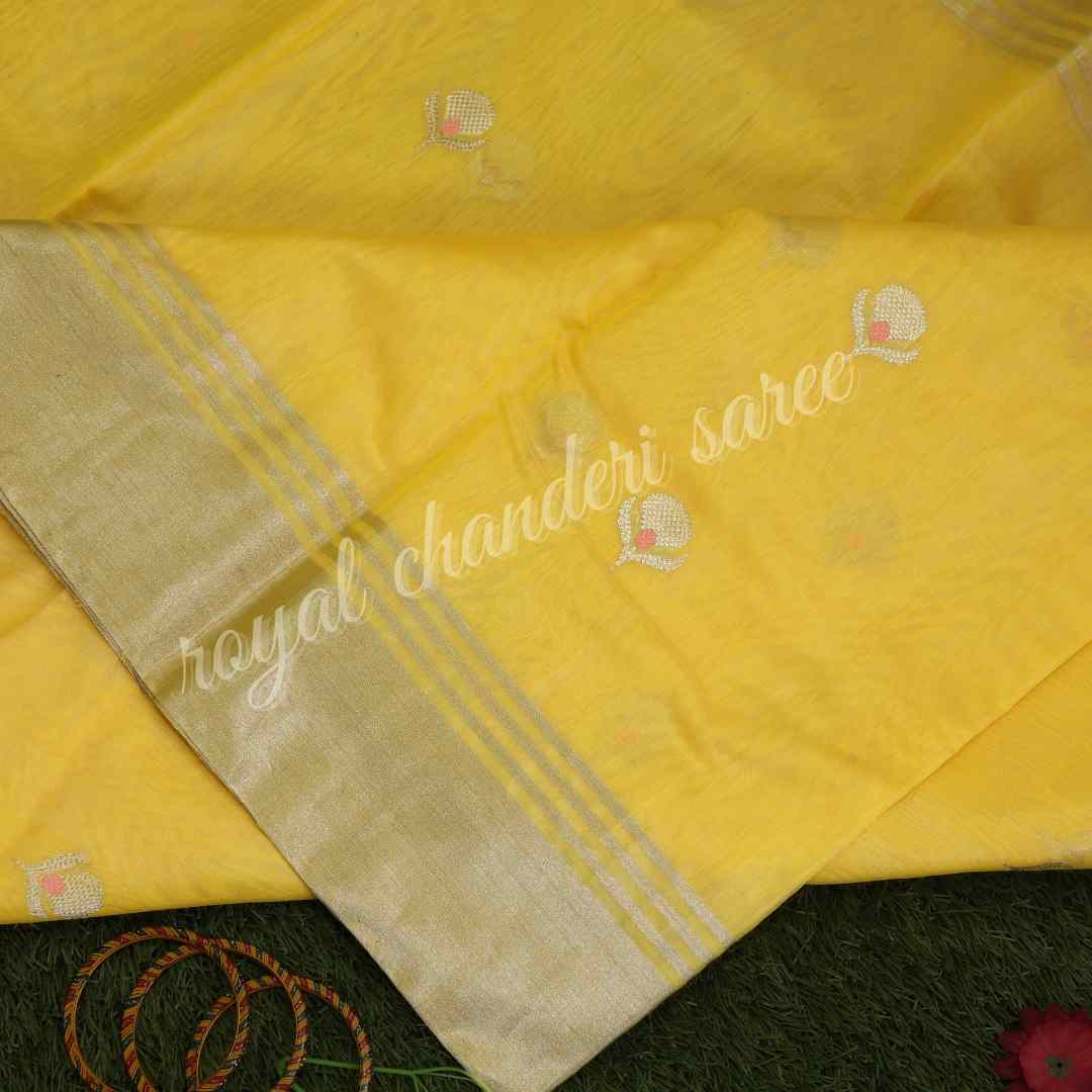 Yellow Chanderi Silk Saree